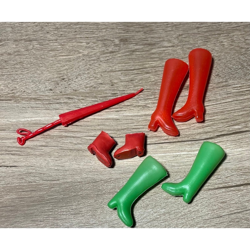 Vintage Barbie Francie 1960 Mod Era Gogo Red Green 3 boots Pair Hong Kong
